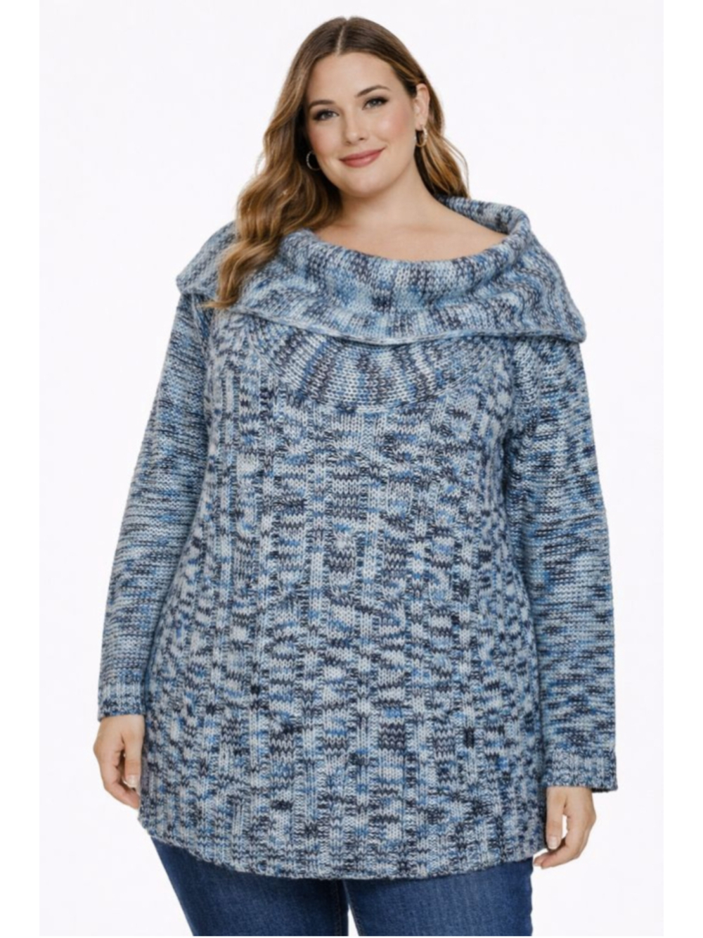 Art and Soul Blue & White Cowl Neck Sweater Women’s Plus XL